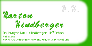 marton windberger business card